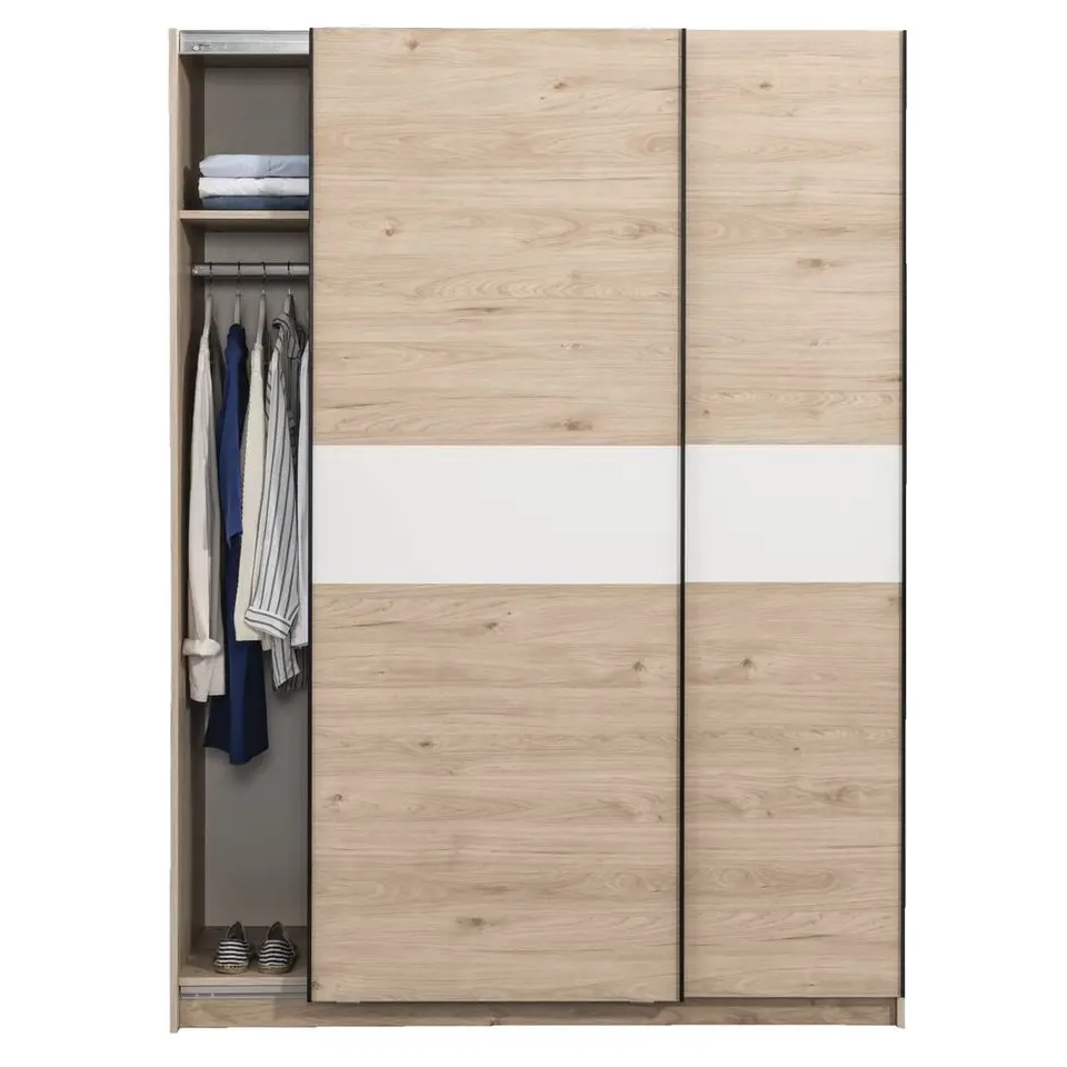 Schuifdeurkast Genua - eikenkleur/wit - 204x150x60 cm