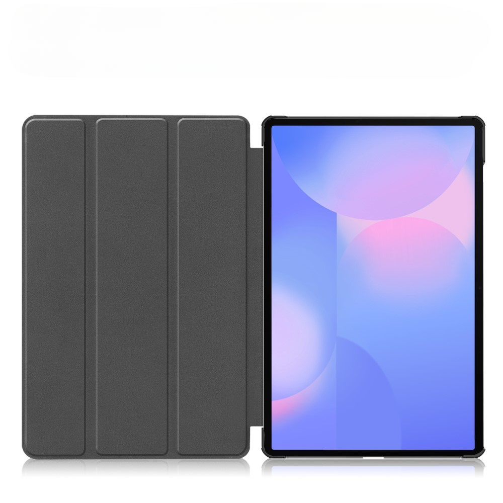 Samsung Galaxy Tab S10 FE  Plus Flipcase Hülle Ledertasche mit Aufstellfunktion Litchi Look   S-Pen Halterung - Schwarz