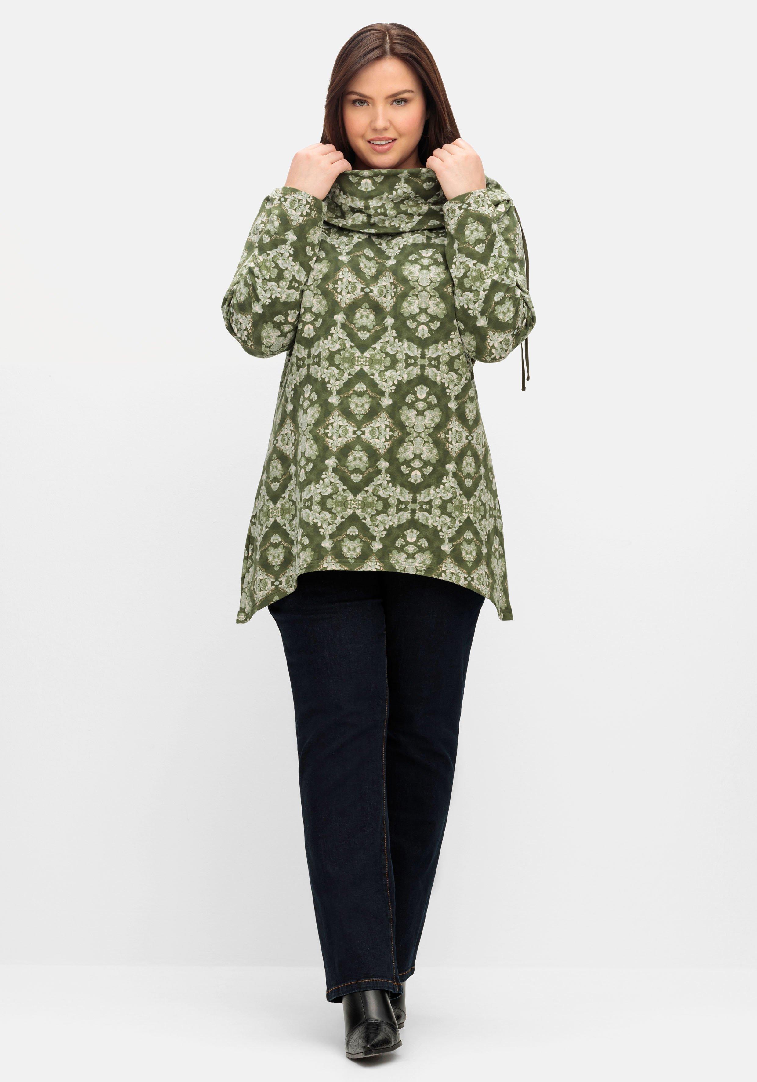 Sweatshirt mit Ornamentdruck und Kragen