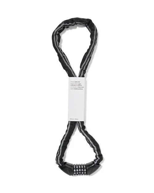 chaîne antivol avec cadenas à chiffres 120cm Ø6mm noir