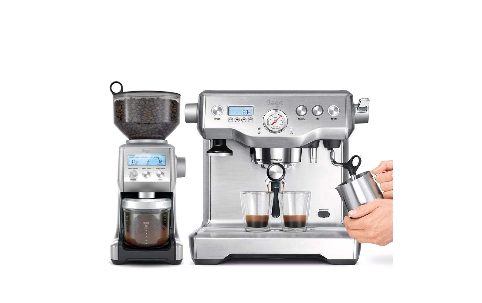 Siebträgermaschine Dynamic Duo Silber<br>Espressomaschine