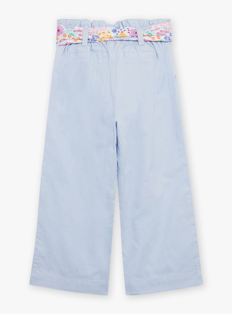 Pantalon ciel avec ceinture à imprimé fleuri