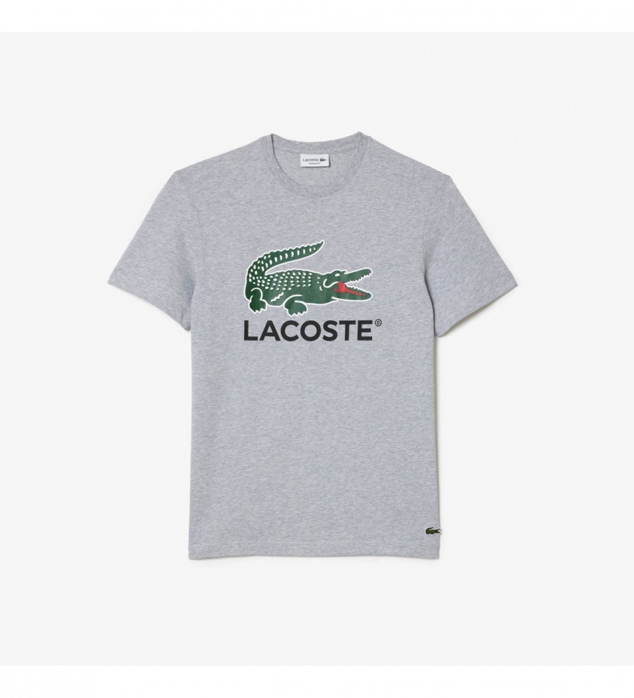 Camiseta Lacoste com estampa da marca em cinza