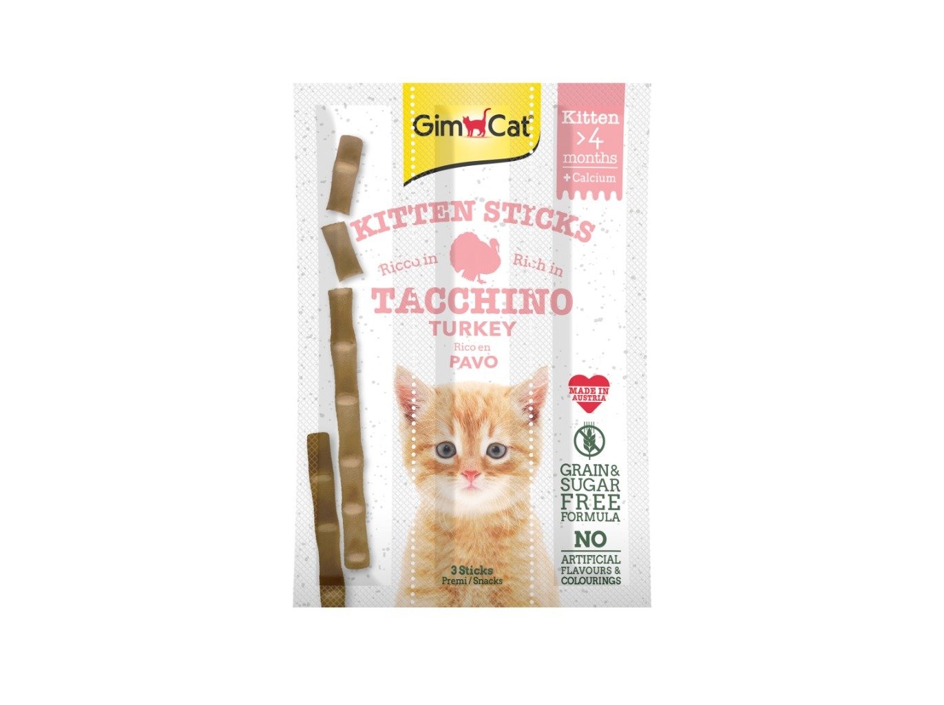 SNACKS PARA GATO JÚNIOR GIMCAT COM PERU E CÁLCIO 3 UNIDADES