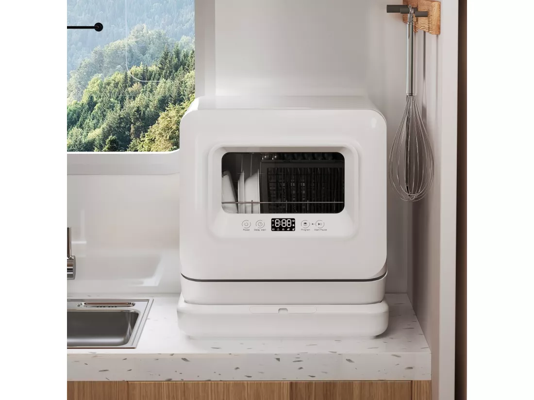 Mini lave-vaisselle portable 44cm - 3 couverts - 55db - 5 modes de nettoyage - lavage à 360° - avec ventile automatique
