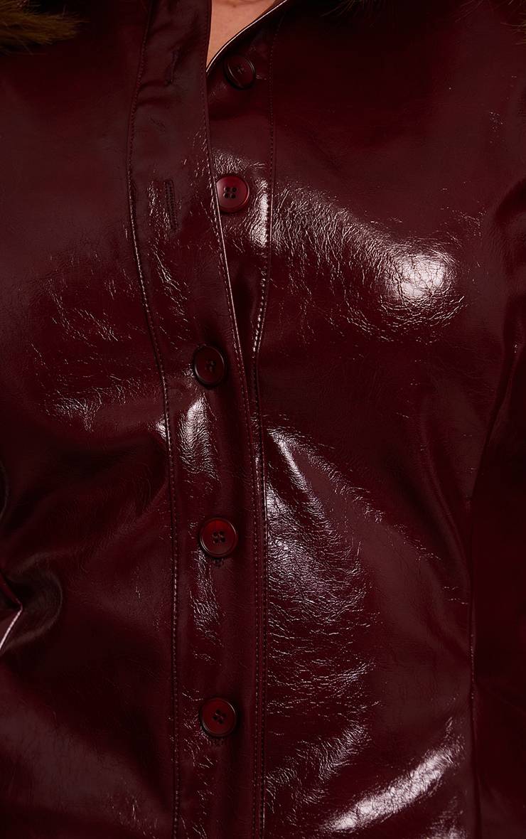 Rouge Bordeaux Chemise Cintrée En Synthétiquee À Boutons Shape