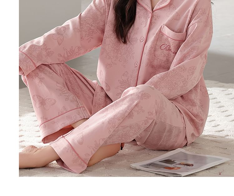 Jeony - Pyjamaset met lange mouwen en bloemenprint