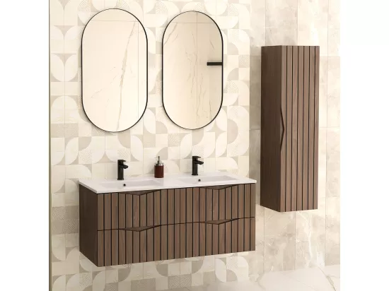 Meuble double vasque encastrée 120cm Siena bois et noir