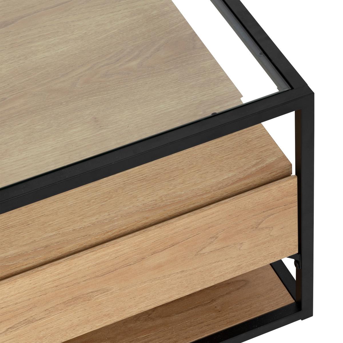 TABLE BASSE 2 TIROIRS ALDEA BEIGE D.120X60X40CM