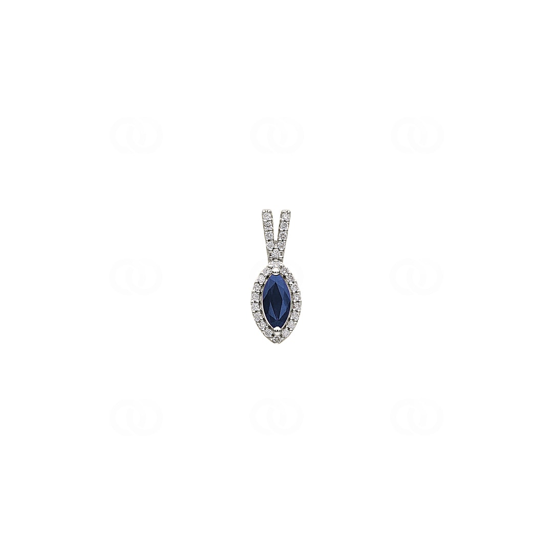 Anhänger 750/18 K Weissgold mit Saphir & Diamanten 0.11 ct H/si