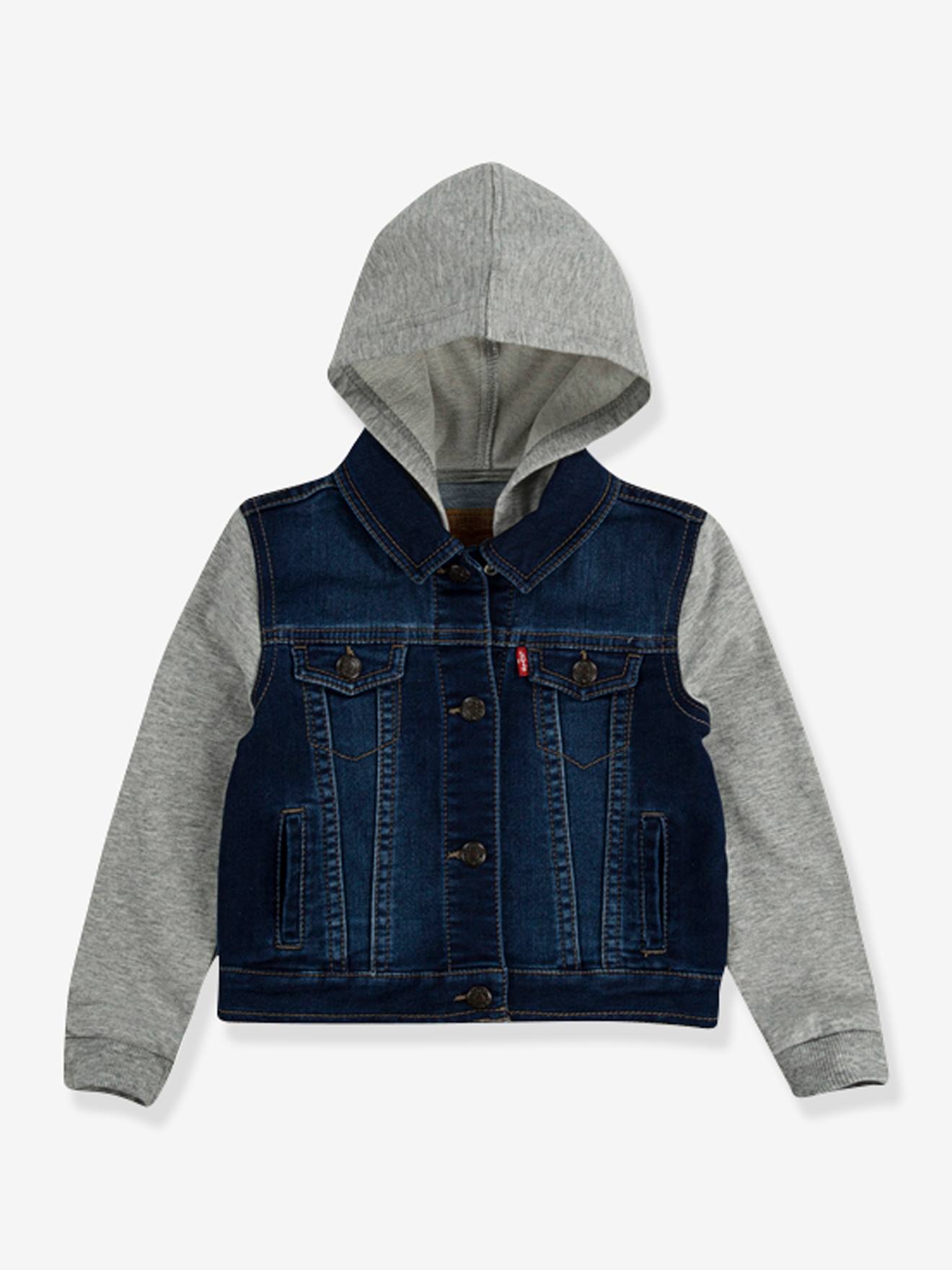Jaqueta com capuz Levi's® em dois materiais na cor azul jeans