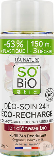 So'Bio Étic 24H Éco-Recharge Déo Soin Lait D'Ânesse Bio Flacon 150ml