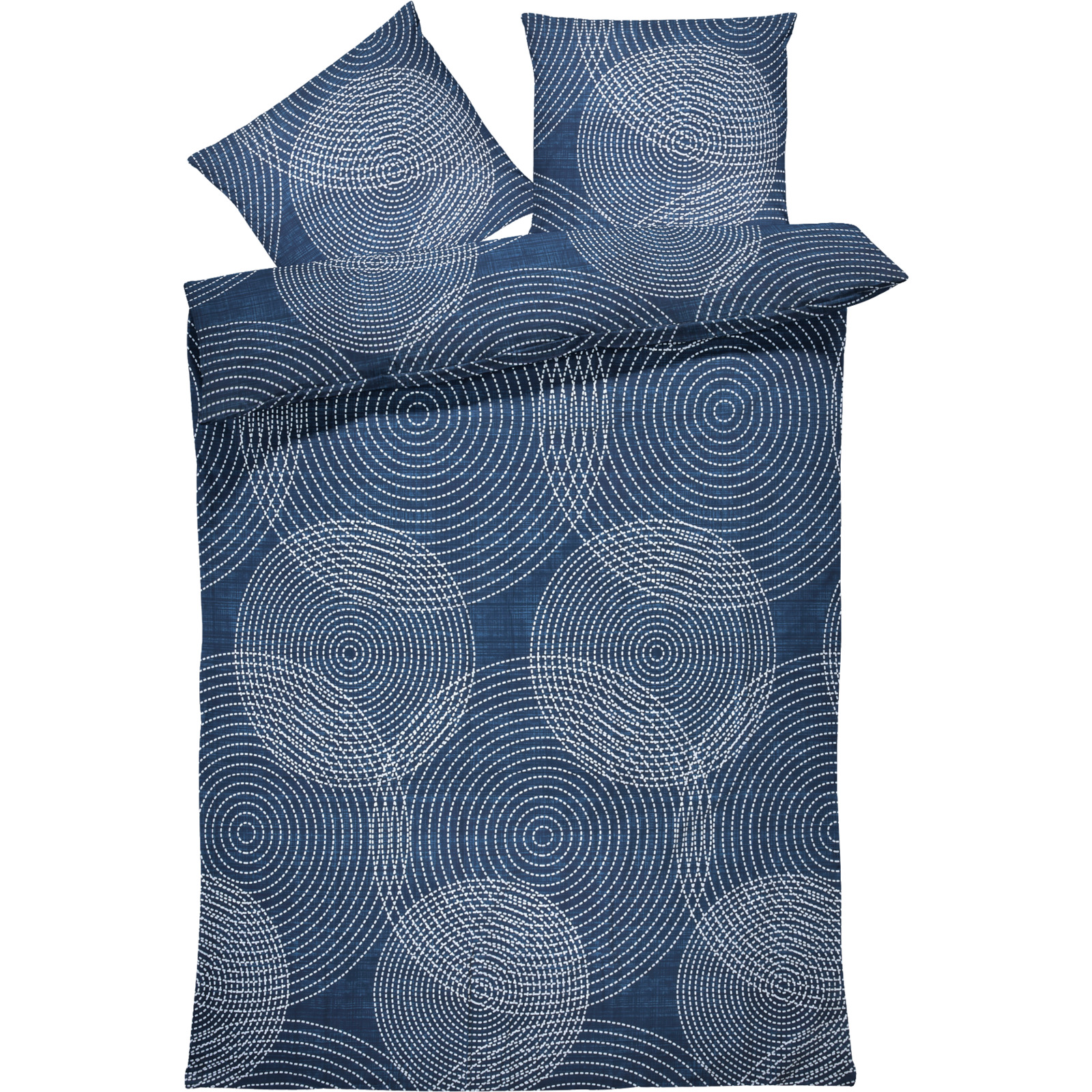 Bettwäsche Renforcé Geometrie Navy 200x210 2x65x65 Bettanzug Fra