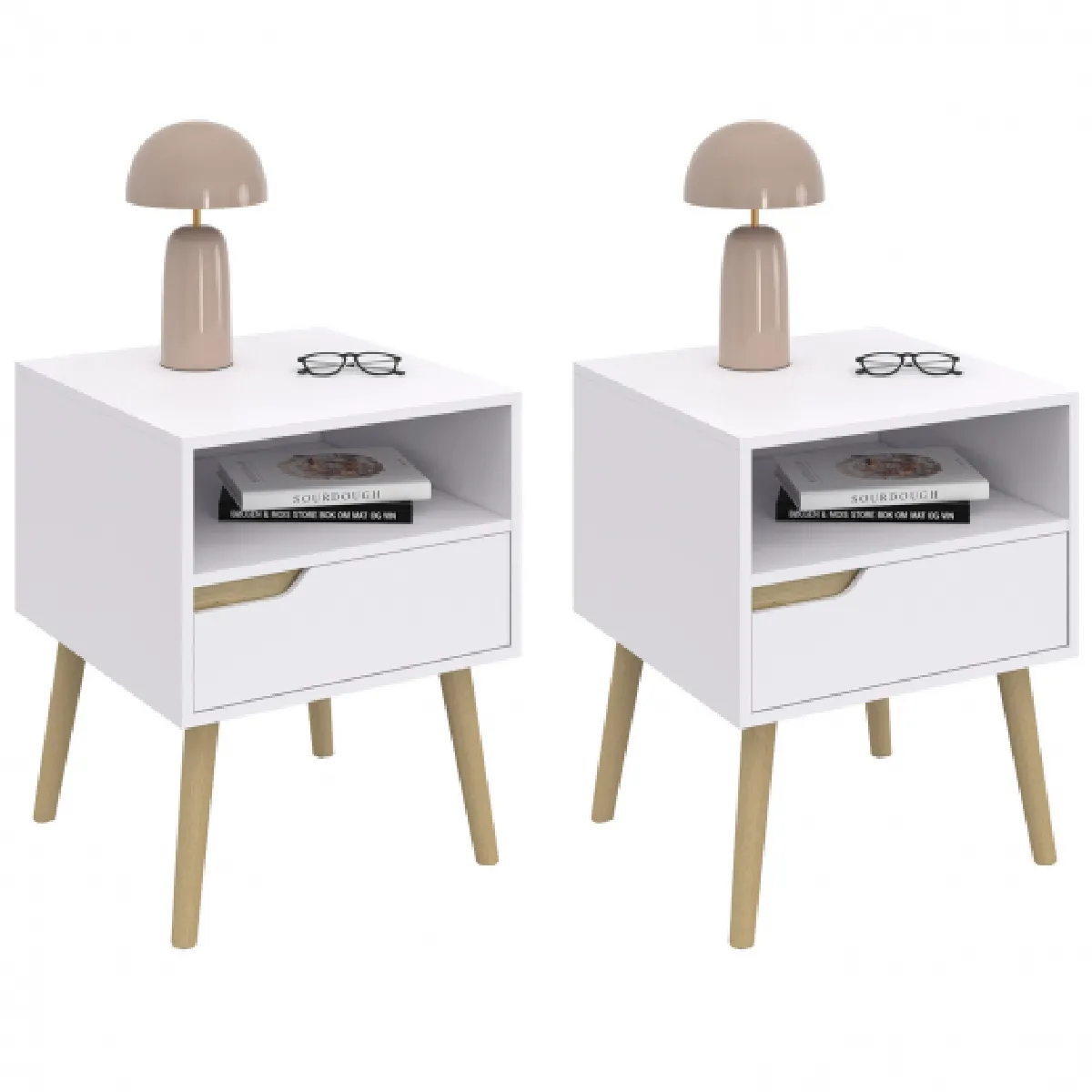 Idmarket MARKET Lot de 2 Tables de Chevet HELSINKI
