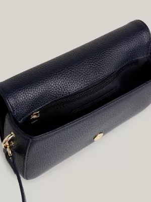 Bolsa transversal com aba e emblema TH