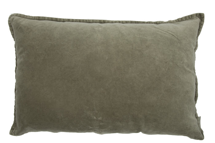 Kussen Vintage velvet/linnen 40x60 cm Olive grey