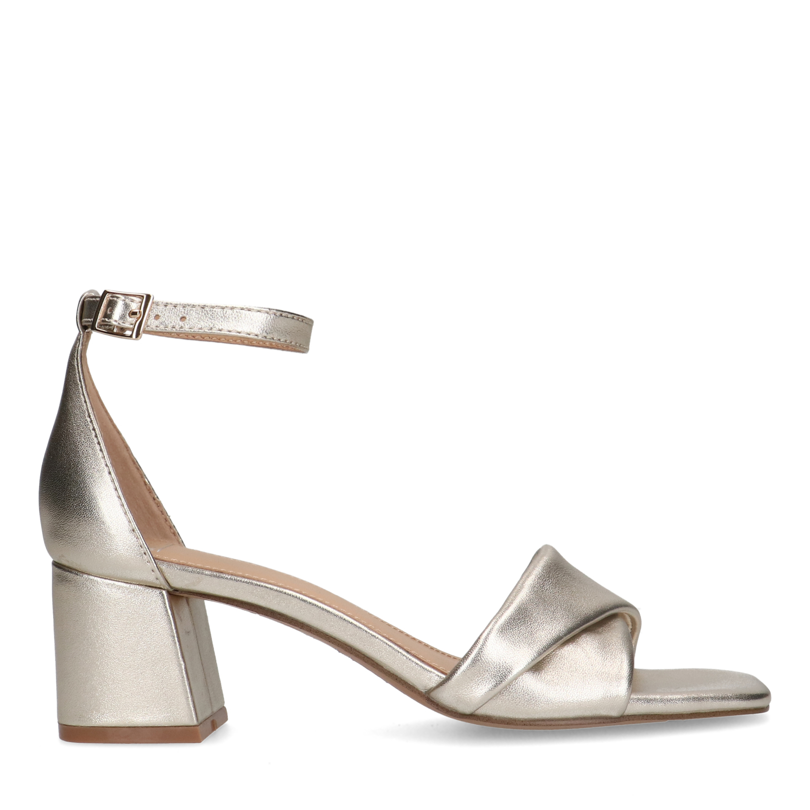 Gouden leren sandalen met hak