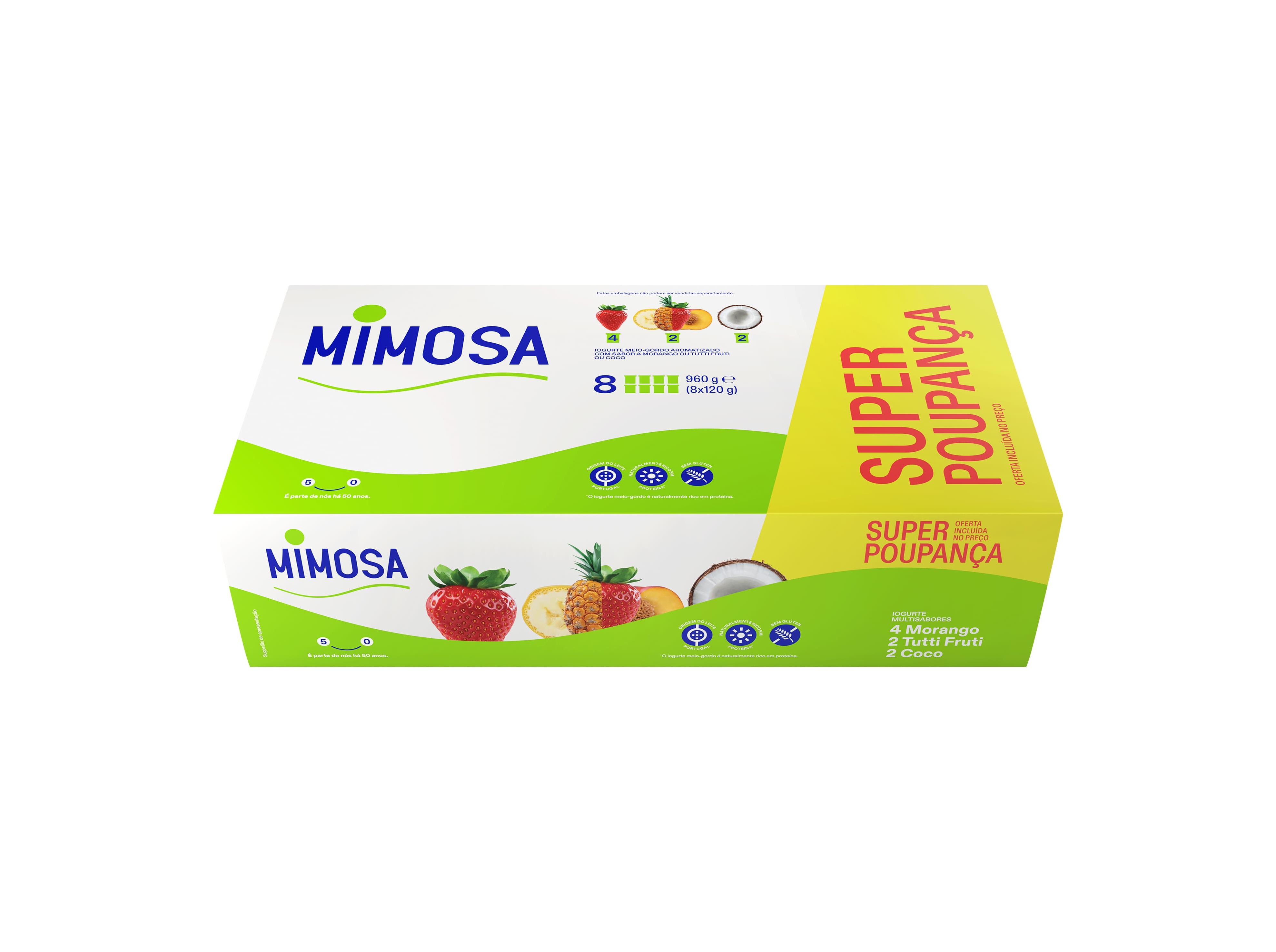 IOGURTE MIMOSA AROMA MORANGO COCO E TUTTI 8X120G