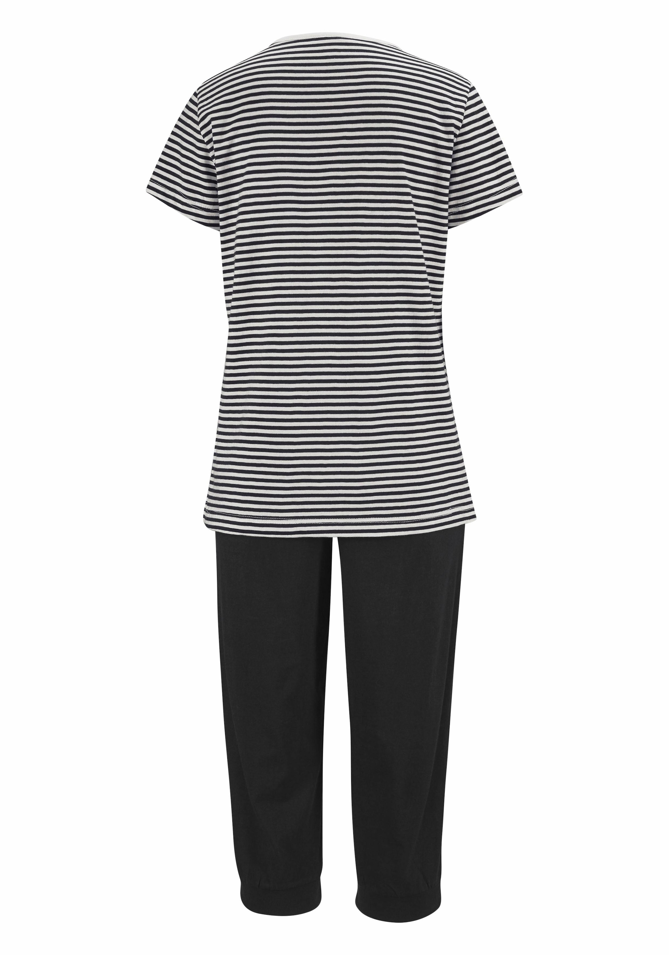 H.I.S Capri-Pyjama 2 tlg., mit geringeltem T-Shirt und legerer Hose