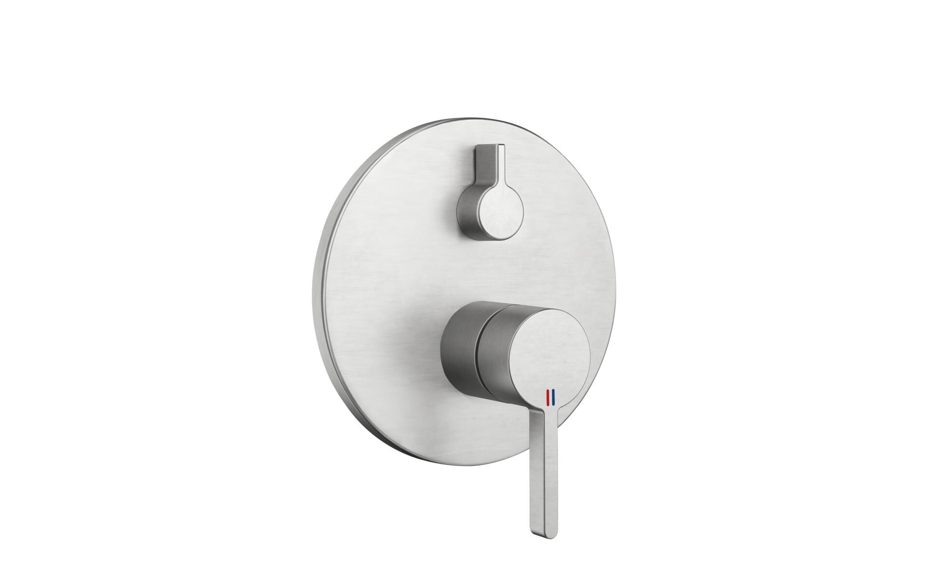 Badewannenarmatur BEVO UP FM-Set - Gebürsteter Stahl<br>Fertigmontageset – Hebelmischer – Wanne