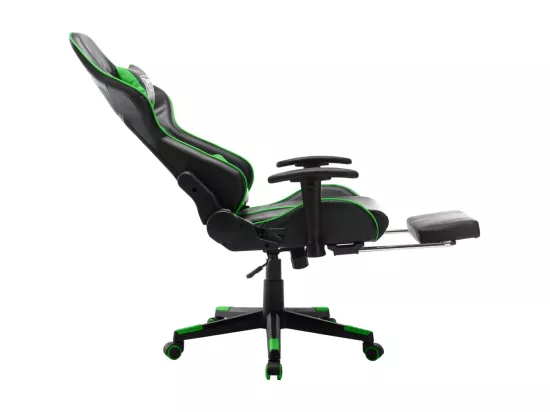 Chaise de jeu avec repose-pied Noir et vert Cuir artificiel