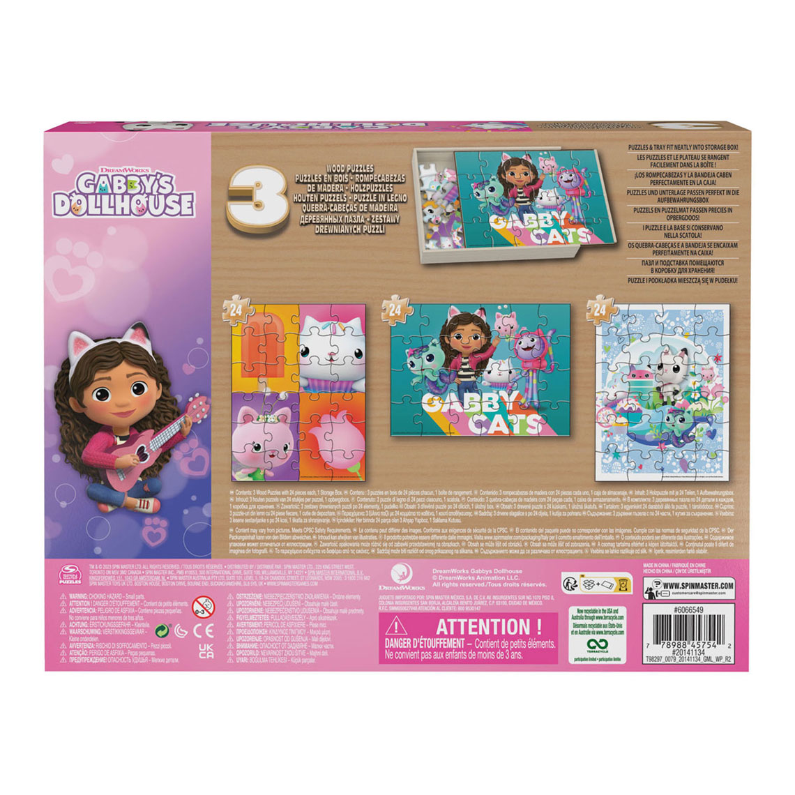 Gabby's Poppenhuis - 3-pack: Houten Puzzel