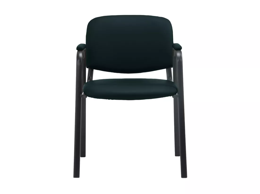 Chaise de conférence - Similicuir & Métal noir mat - Noir - Ken Pro
