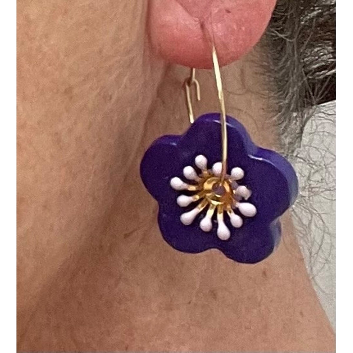 Boucles d'oreilles, créoles fleur