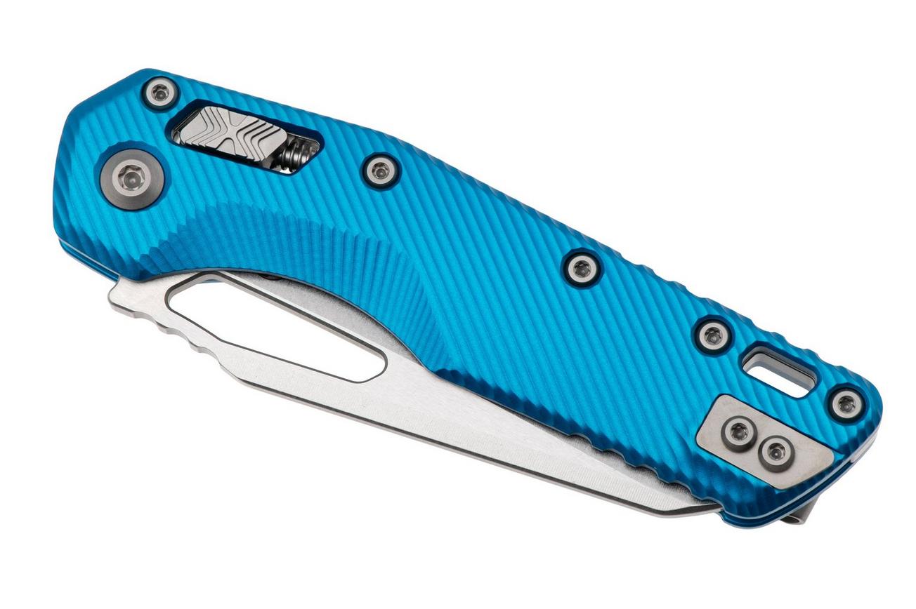 Microtech MSI Standard Issue 210-11FLBL, Stonewashed M390MK, Fluted Blue Aluminum, partly serrated zakmes