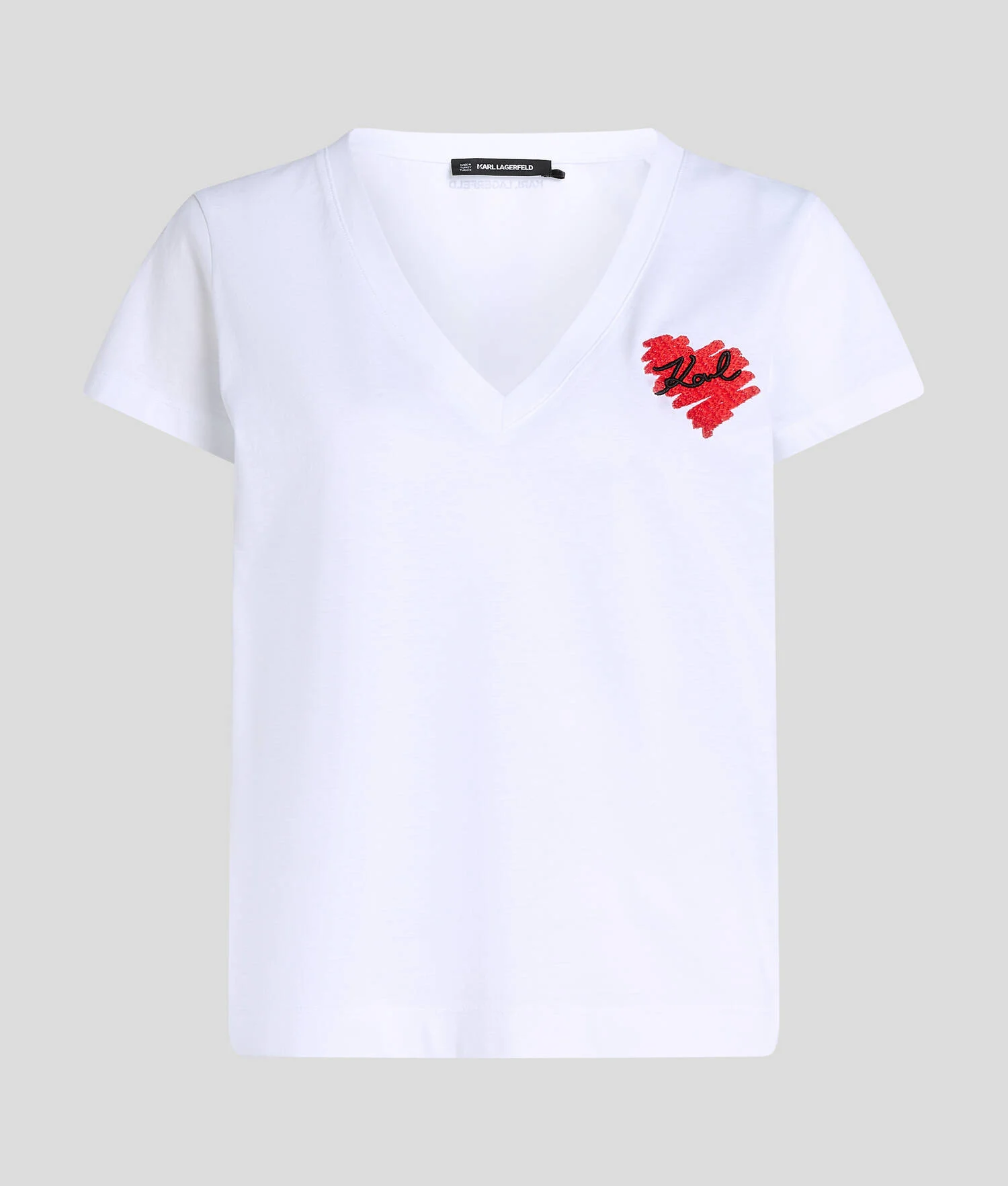 T-SHIRT À COL EN V K/HEART - Blanc