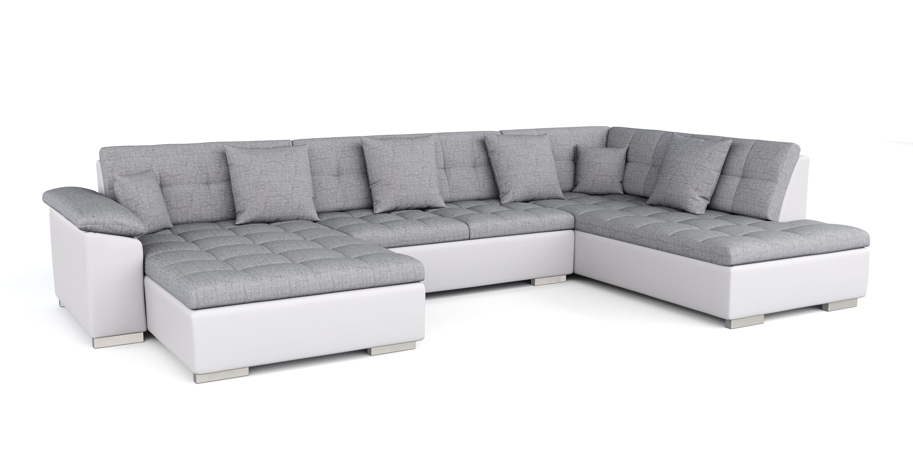Ecksofa ARIA links grau/weiss