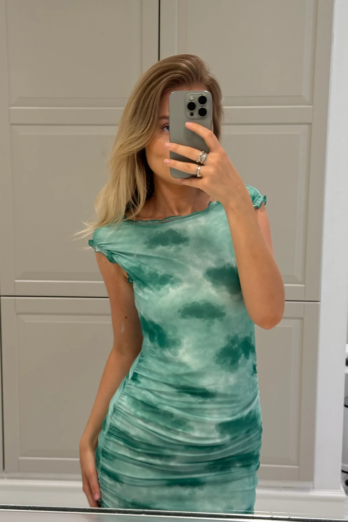 BYIC Miraic Mesh Dress agp abstract green print