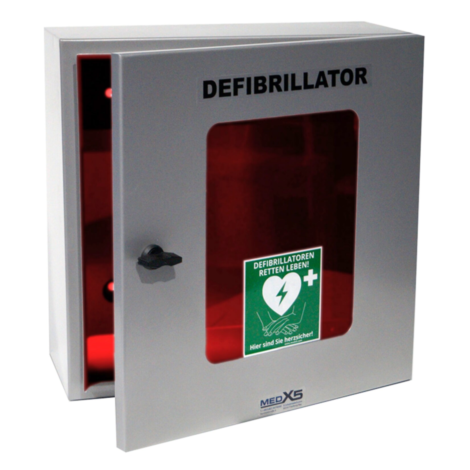 MedX5 Defibrillator (AED) Außen-Wandkasten mit Alarm, Belüftung und Heizung