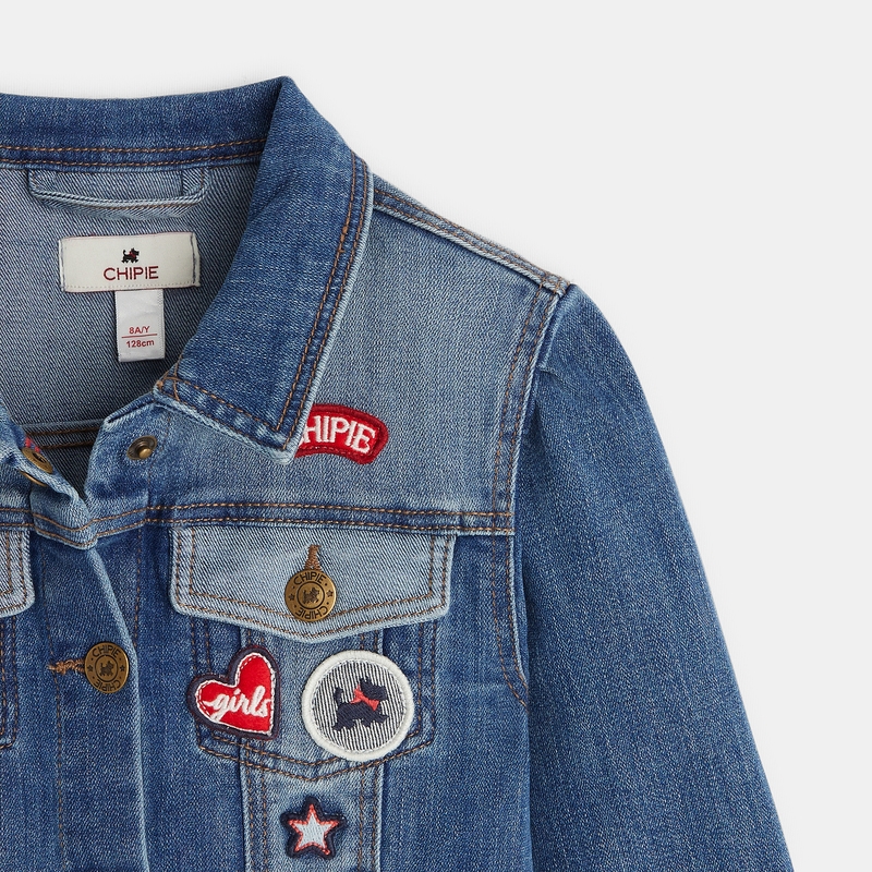 Veste denim brodée bleu fille Chipie