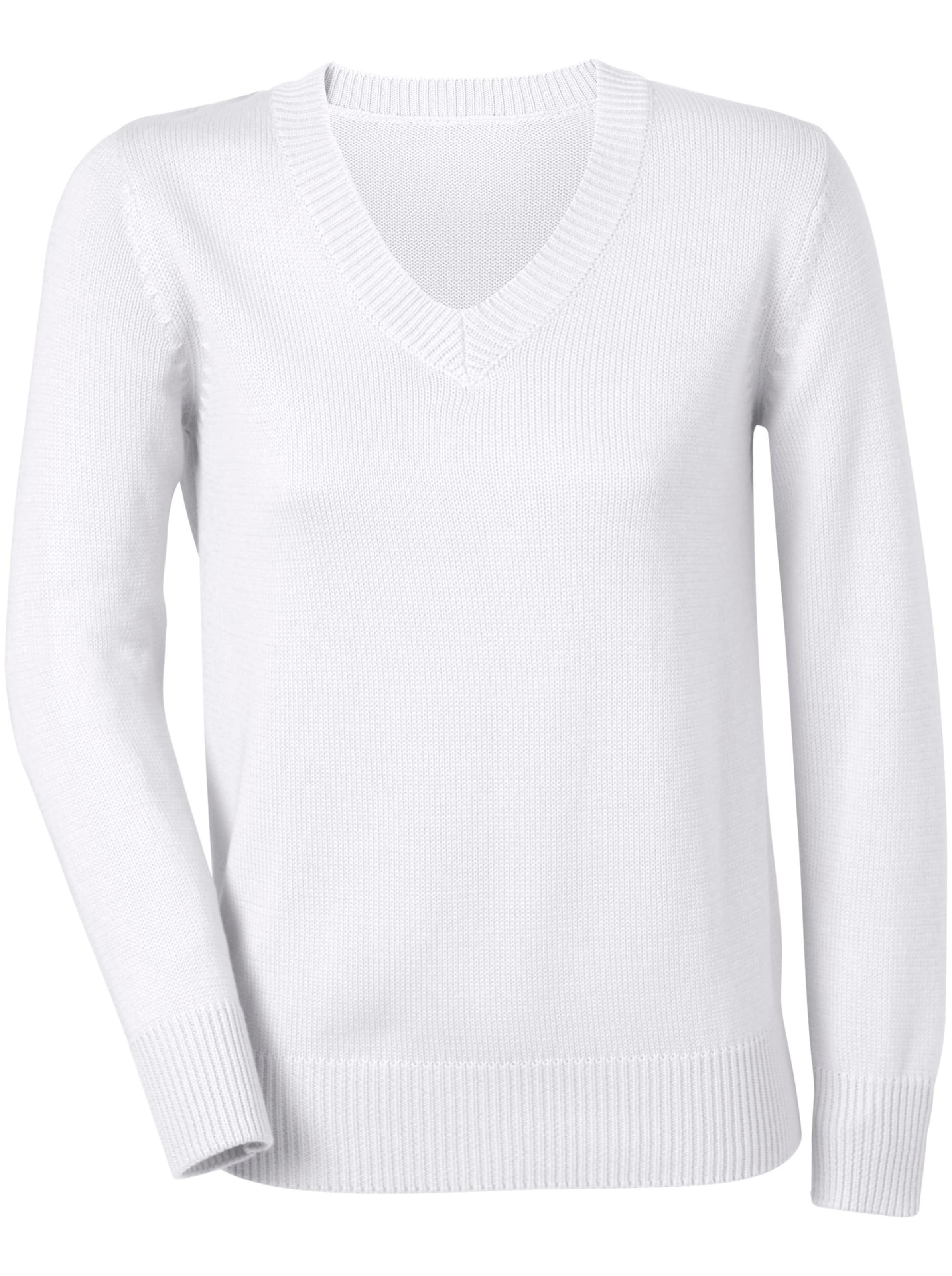 V-Ausschnitt-Pullover in wollweiß