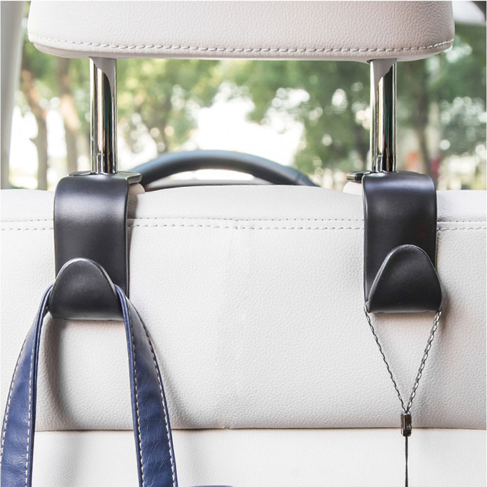(2er Set) Universal Auto Kopfstütze Haken Organizer Tasche Gepäckhalterung (bis 10kg belastbar) - Schwarz