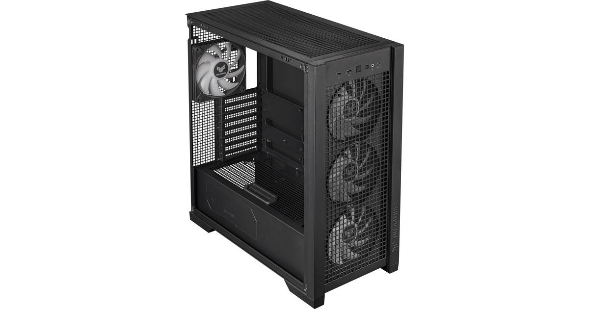 ASUSTUF Gaming GT302 ARGB midi tower behuizing  (Zwart | 2x USB-A | 1x USB-C | RGB | Tempered Glass)