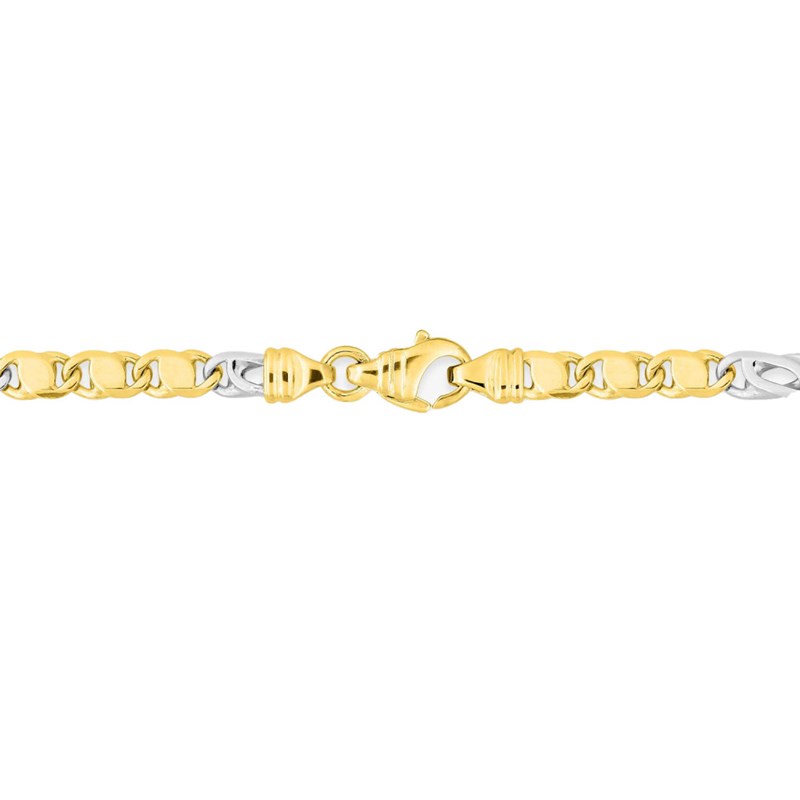 Bracelet mixte 18 cm - Bicolore - Or 18 Carats - Largeur 4 mm