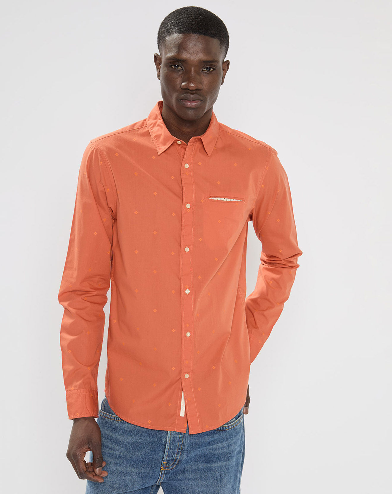 Scotch & Soda Chemise Regular Fit Pocket imprimée orange clair