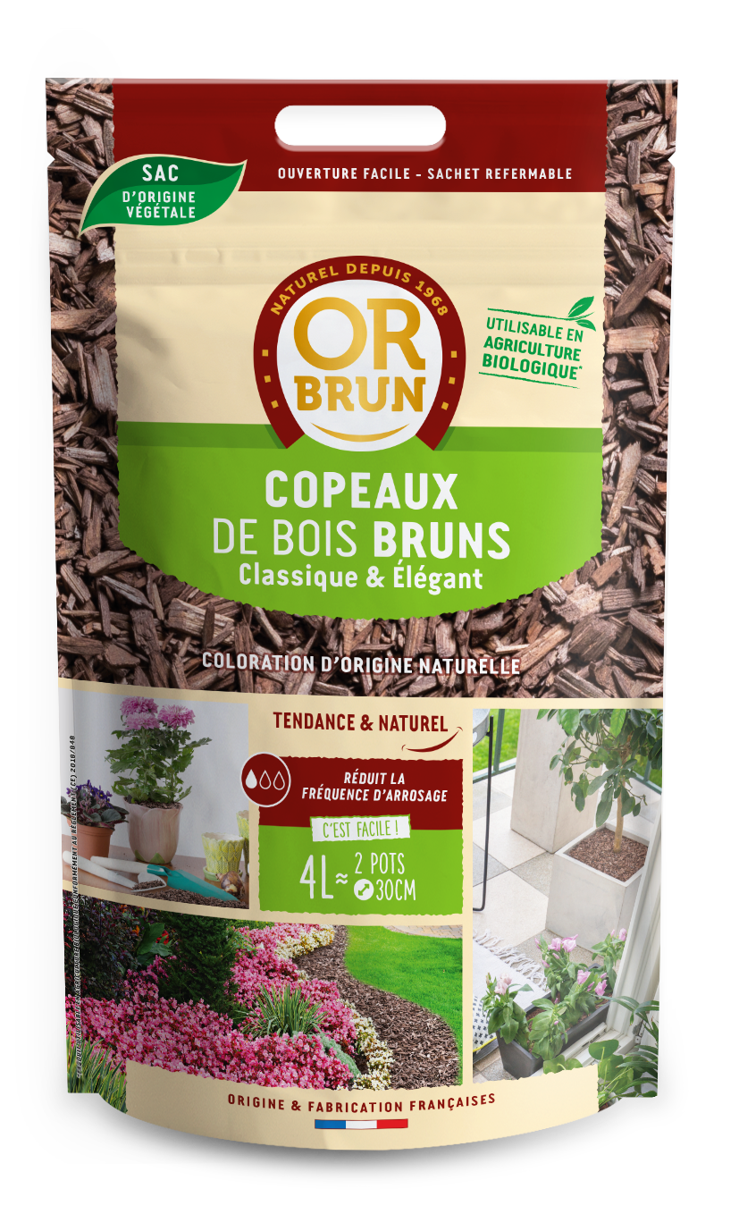 Obrpcdcbruns4 | copeaux de bois bruns | 4l | préserve l'humidité