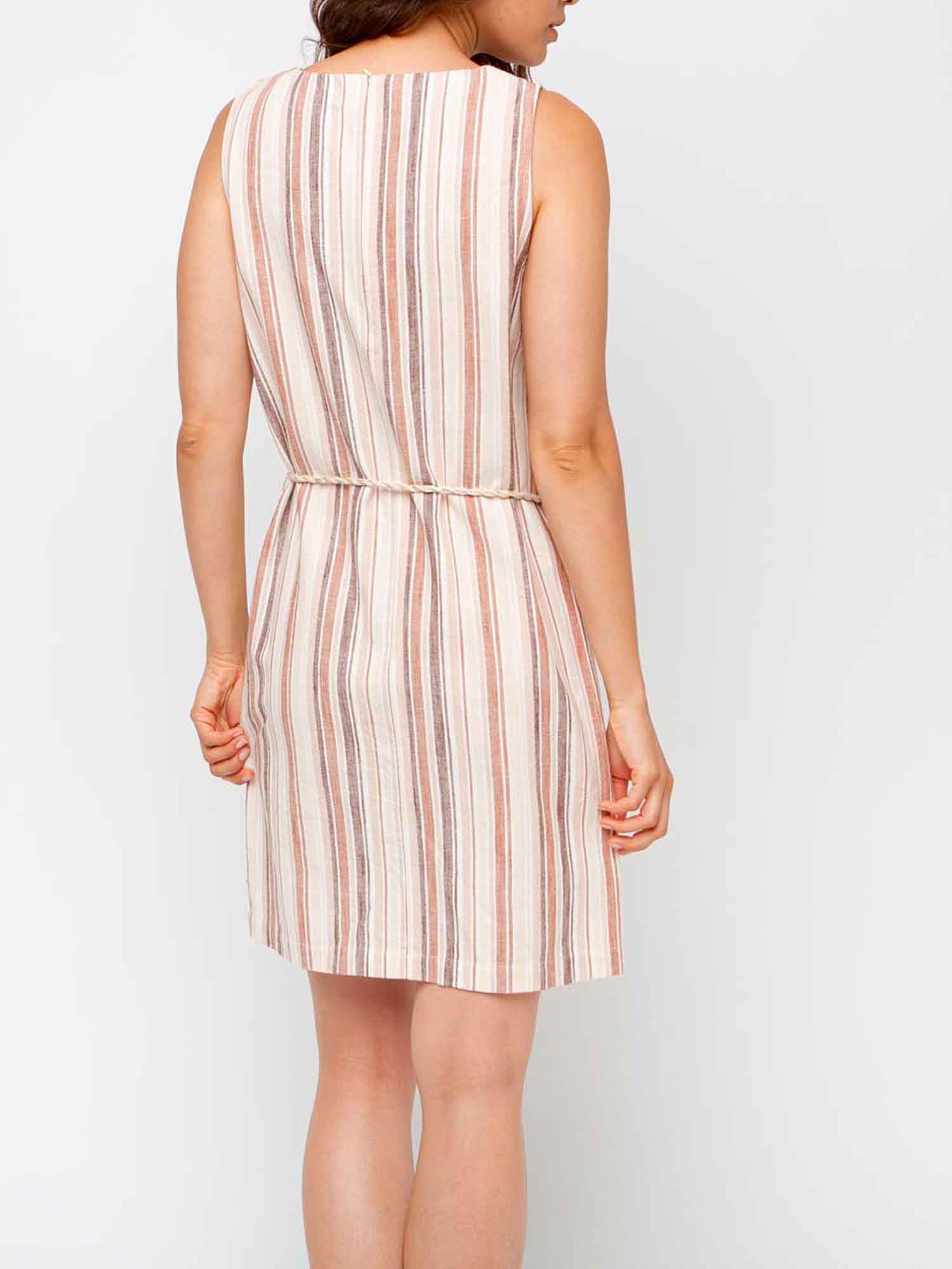 Robe Femme Rayures Verticales Marron