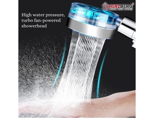 HERZBERG - Pomme et pommeau de douche Douchette à haute pression et turbocompresseur filtrant bleu...