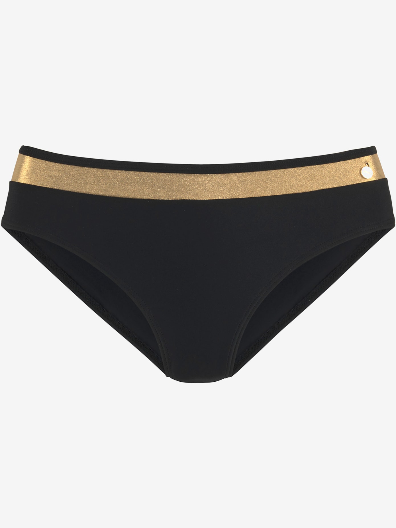 Bas de maillot de bain couleur unie avec empiècement couleur or