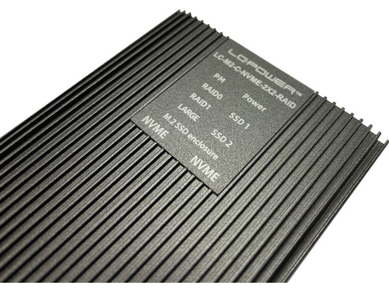 LC-Power Externes Gehäuse LC-M2-C-NVME-2X2-RAID M.2/U.2 SSD Hochwertiges, kompaktes und portables Gehäuse