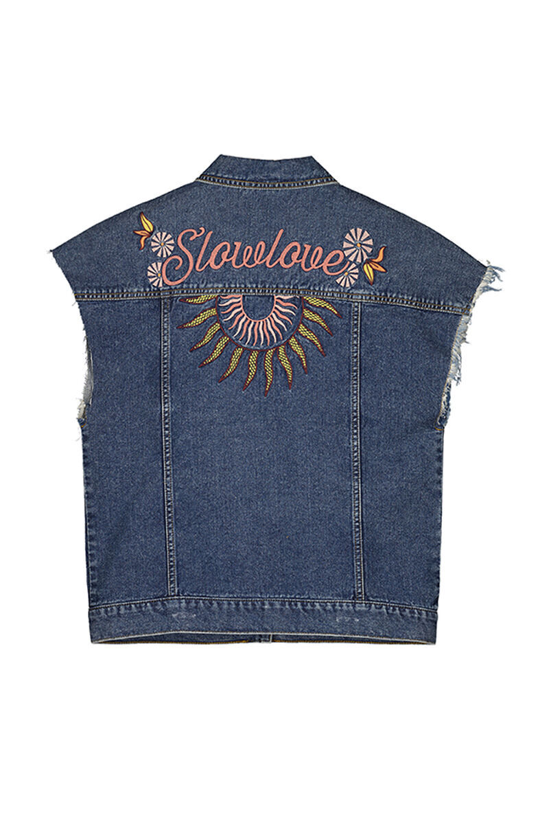 Jaqueta estilo cowboy com detalhes nas bordas - Azul