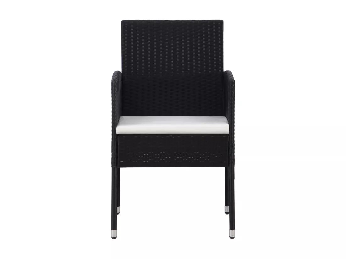 Ensemble à manger de jardin 7 pcs noir résine tressée et acier