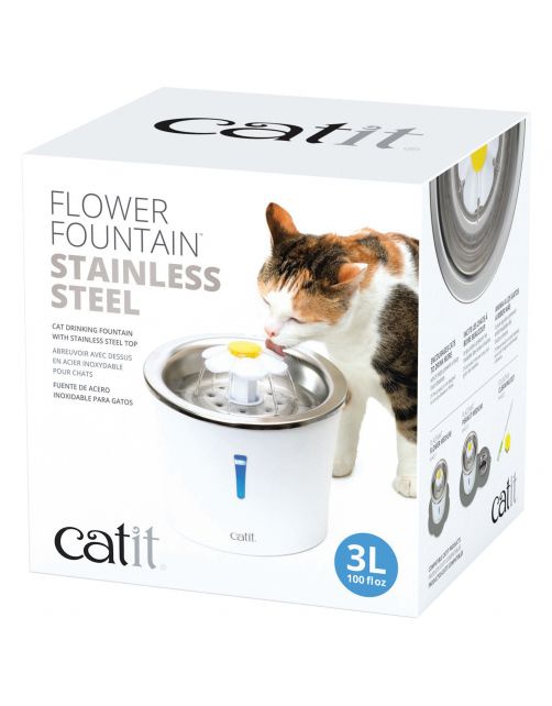 Catit Led Flower Fountain Rvs - Kattendrinkbak - Ø21x20 cm Wit