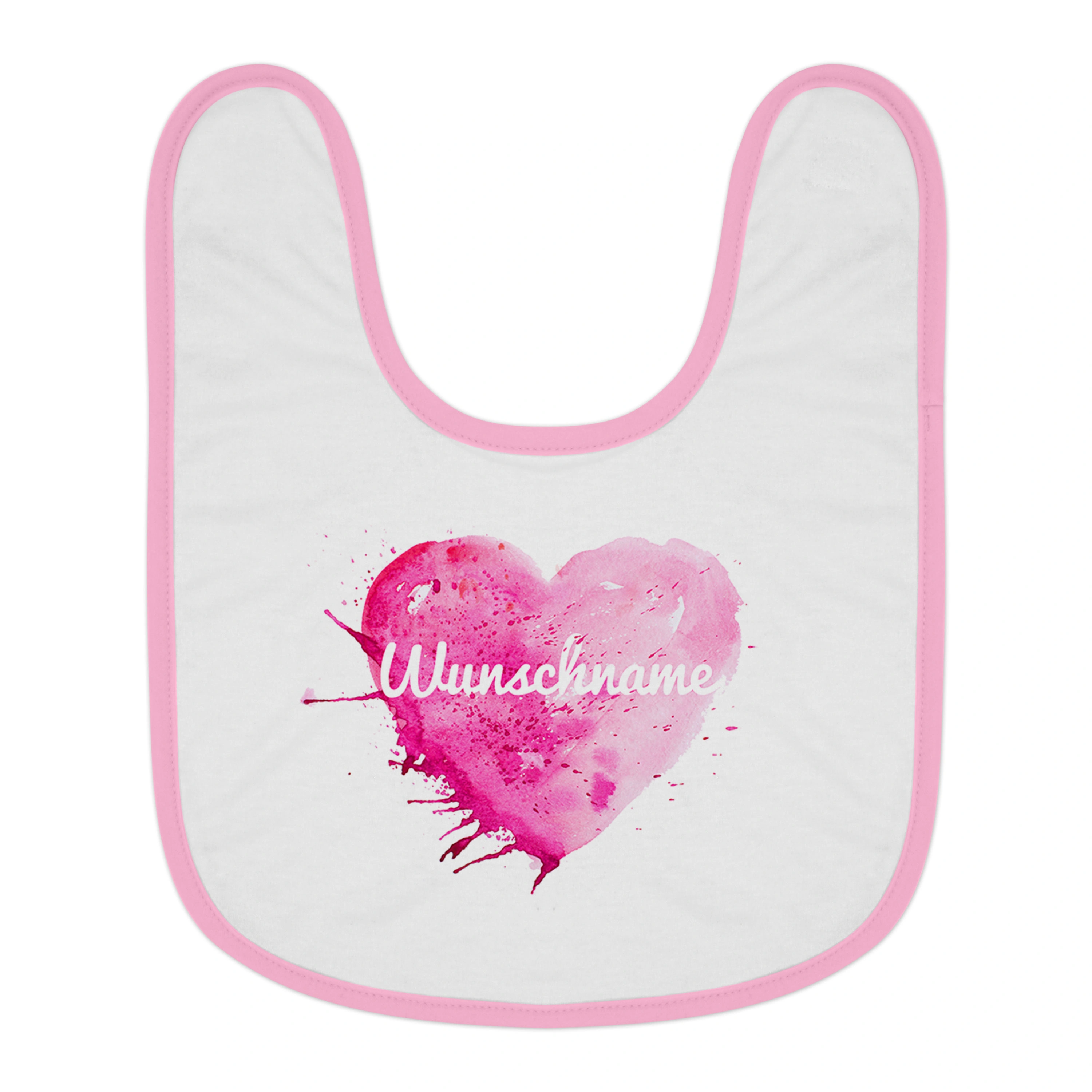 Baby-Lätzchen mit Namen, rosa (Motiv: Painted Heart)