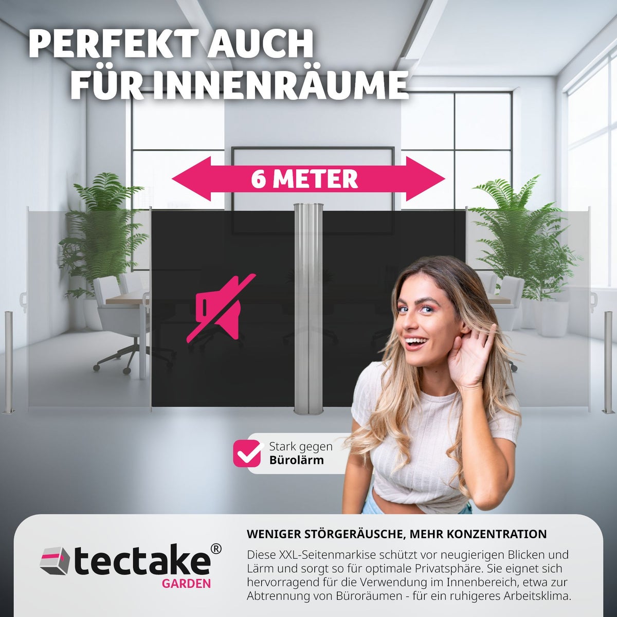 Dubbele zijluifel tectake van aluminium 160 x 600 cm