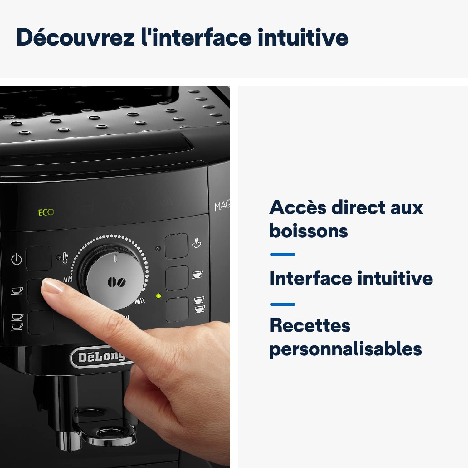 De'Longhi Magnifica S ECAM11.112.B, Machine à Café Automatique/ à Espresso du Grain à la Tasse Avec Buse à Lait, avec 4 Recettes à Touche Unique, Panneau de Contrle Soft-Touch, 1450W, Noir